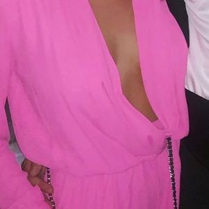 pink low cut romper